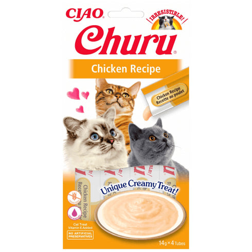 Recompense pentru pisici Churu Cat Piure cu pui 4x14g