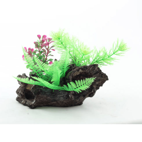 Decor pentru acvariu Enjoy Trunchi mare cu plante 21x12x10 cm