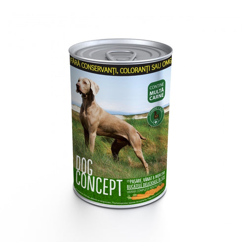 Hrana umeda pentru caini Dog Concept cu pasare vanat si morcov 415 g
