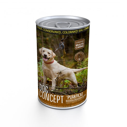 Hrana umeda pentru caini Dog Concept cu pui si ficat 1240 g