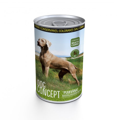 Hrana umeda pentru caini Dog Concept cu pui si vanat 1240 g
