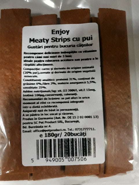 Recompensa pentru caini Enjoy Meaty Strips cu pui 20buc
