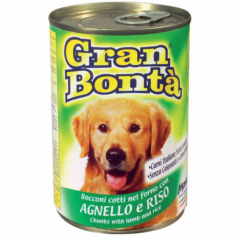 Hrana umeda pentru caini Gran Bonta cu miel si orez 1230 g