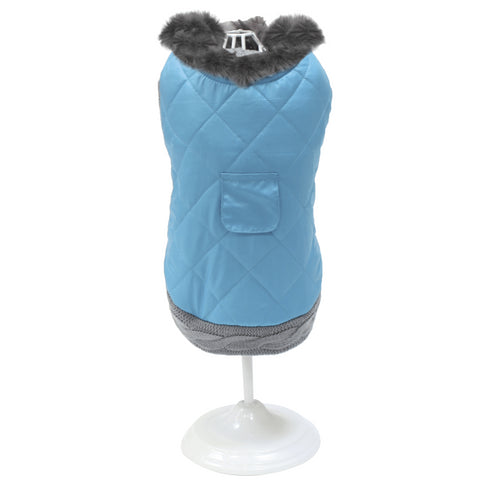 Haina cu guler imblanit pentru caini Croci Mixed Blue 45 cm