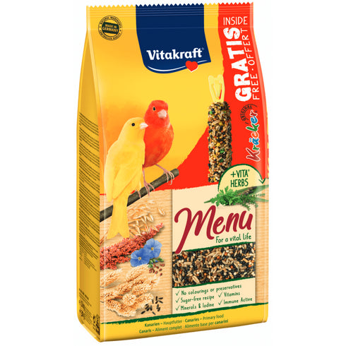 Hrana pentru canari Vitakraft Promo Menu Canar 1kg + Baton 30g Gratis