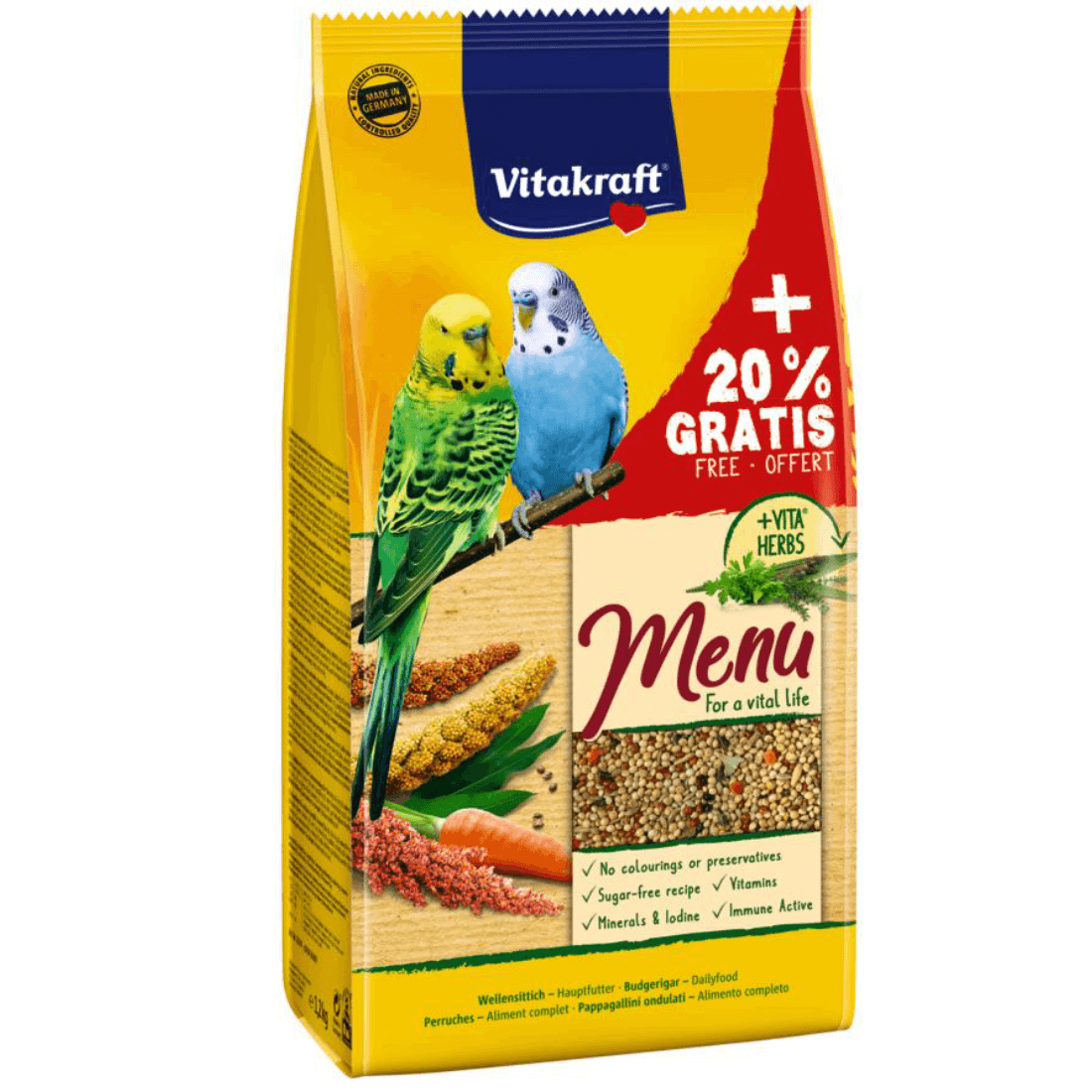 Hrana pentru perusi Vitakraft Premium Menu 1kg +20% Gratis - Animax