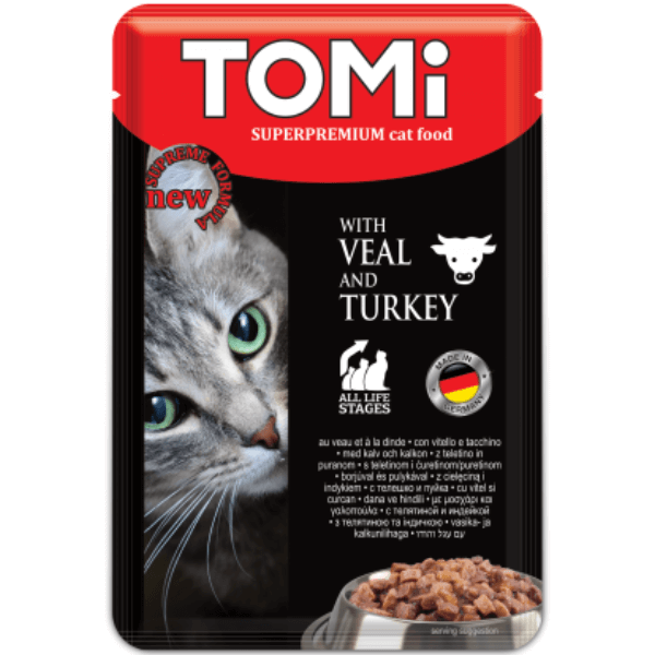Hrana pentru pisici Tomi Vitel & Curcan 100g - Animax
