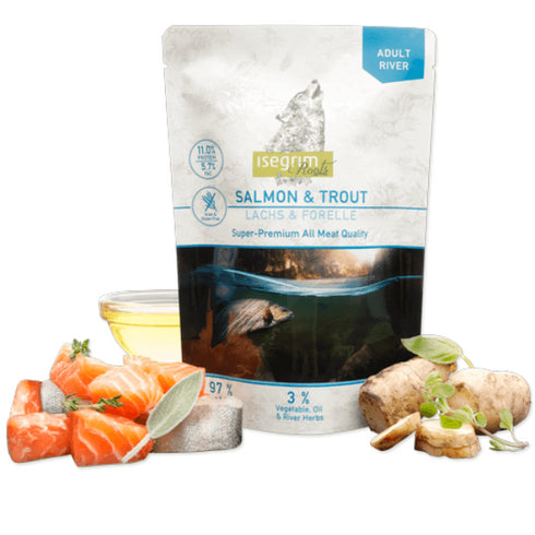 Hrana umeda pentru caini Isegrim Dog Somon&Pastrav 410g