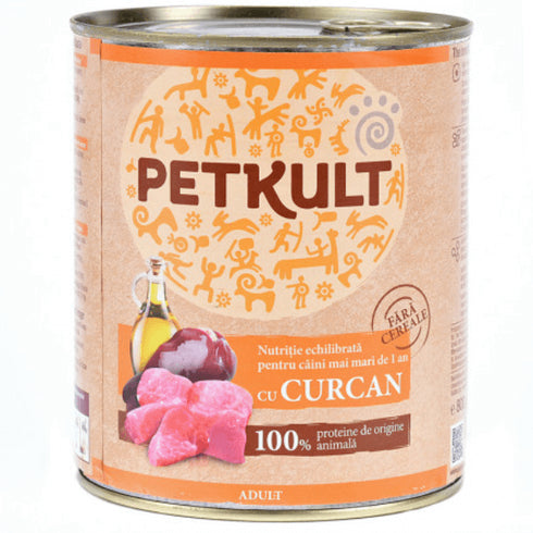Hrana umeda pentru caini Petkult Adult cu curcan 800g