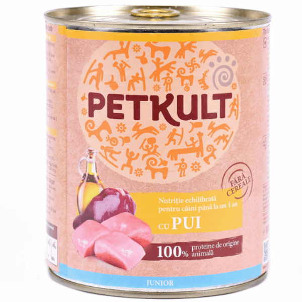 Hrana umeda pentru caini Petkult Junior cu pui 800g - Animax