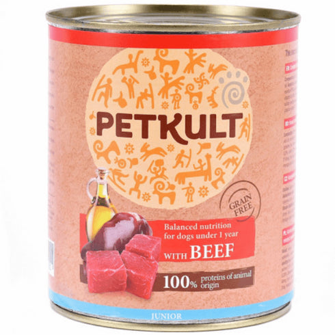 Hrana umeda pentru caini Petkult Junior cu vita 800 g