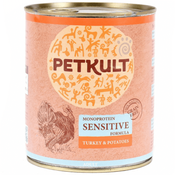 Hrana umeda pentru caini Petkult Sensitive cu curcan si cartof 800g - Animax