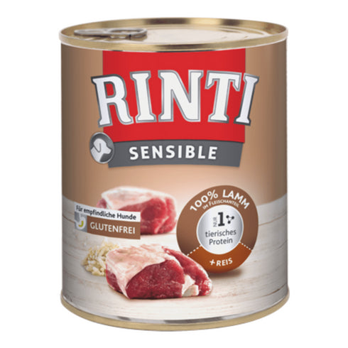 Hrana umeda pentru caini Rinti Sensible cu miel si orez 800 g