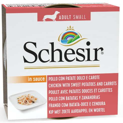 Hrana umeda pentru caini Schesir Adult Small Pui-Cartof-Morcov 85g