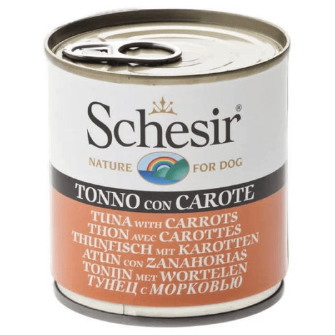 Hrana umeda pentru caini Schesir Adult cu ton si morcovi 285g