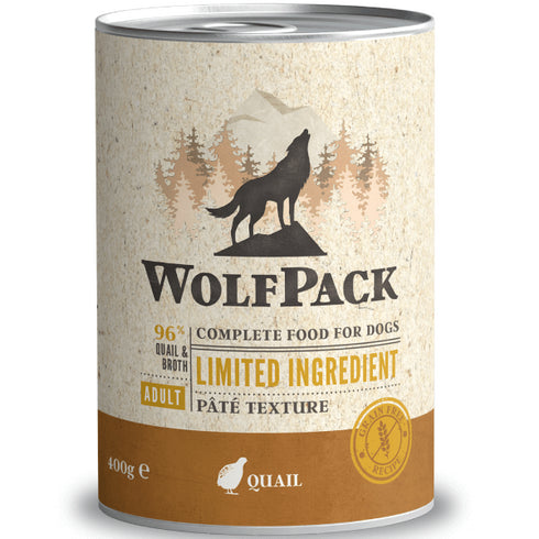 Hrana umeda pentru caini Wolfpack LTD Adult Prepelita 400g