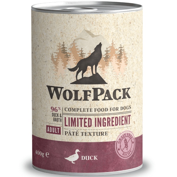 Hrana umeda pentru caini Wolfpack LTD Adult Rata 400g - Animax