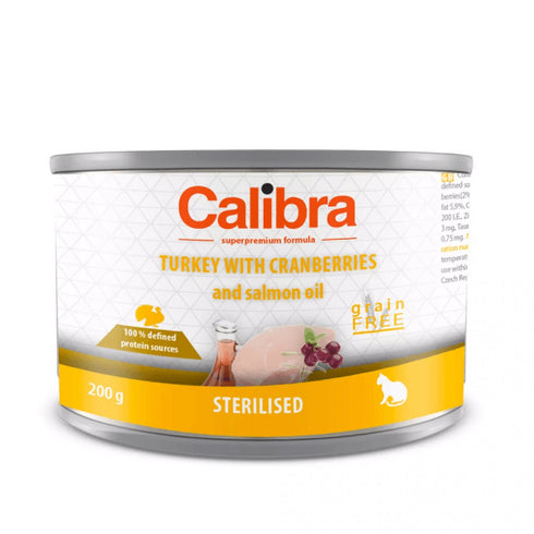 Hrana umeda pentru pisici Calibra Sterilised cu curcan si merisoare 200 g