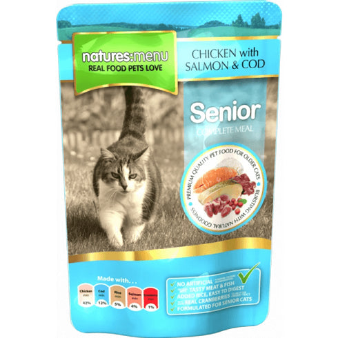 Hrana umeda pentru pisici Natures Menu Senior cu Pui-Somon-Cod 100g
