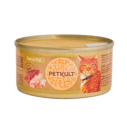 Hrana umeda pentru pisici Petkult Cat Ton cu Pui 80g