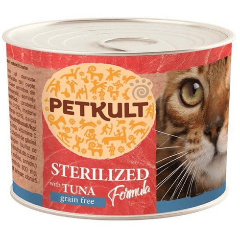 Hrana umeda pentru pisici Petkult Sterilised cu ton 185 g