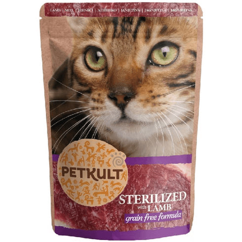 Hrana umeda pentru pisici Petkult Sterilizat cu Miel 100g
