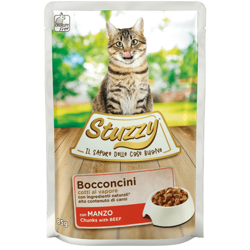 Hrana umeda pentru pisici Stuzzy Bucati de vita 85g