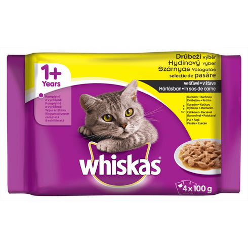 Hrana umeda pentru pisici Whiskas Adult Plic Selectie de Pasare 4x100gr
