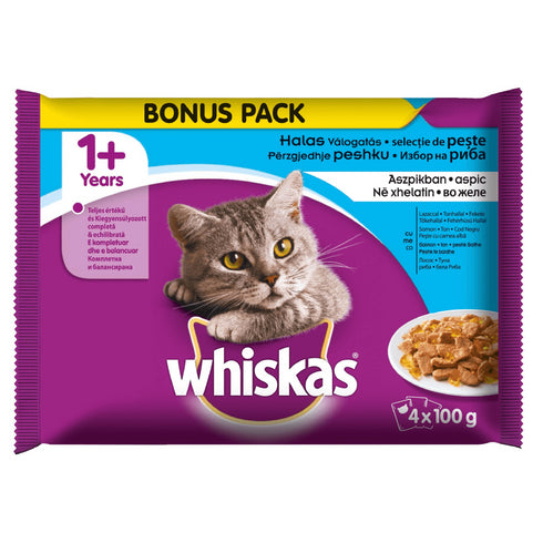 Hrana umeda pentru pisici Whiskas Pachet Plic Selectii Peste 4x100gr