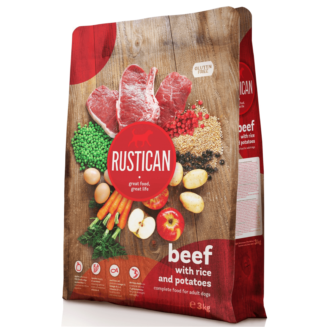 Hrana uscata pentru caini adulti Rustican Vita cu cartofi si orez 12kg - Animax