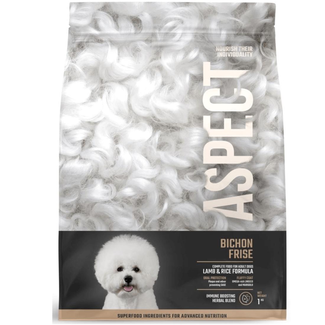 Hrana uscata pentru caini Aspect Bichon Frise cu miel si orez 1kg - Animax
