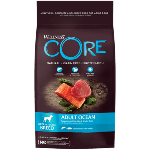 Hrana uscata pentru caini Wellness Core Medium Large Breed Somon si ton 10kg