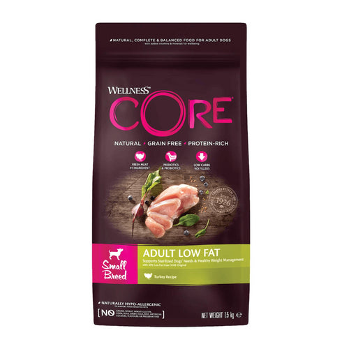 Hrana uscata pentru caini Wellness Core Small Breed Healthy Weight cu curcan 1.5 kg