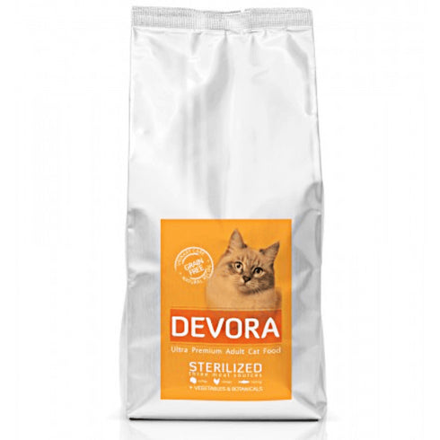 Hrana uscata pentru pisici Devora Grain Free Sterilizat Curcan Pui & Hering 400g