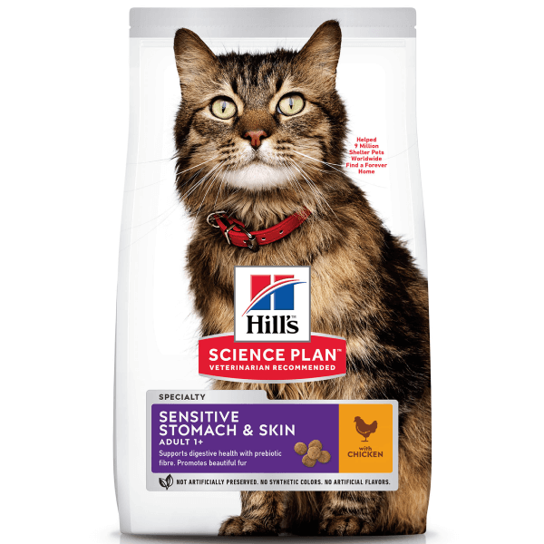 Hrana uscata pentru pisici Hill's Science Plan Adult Sensitive Skin&Stomach Pui 1.5kg - Animax