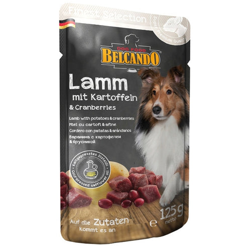 Hrana umeda pentru caini Belcando cu miel cartofi si afine 125 g