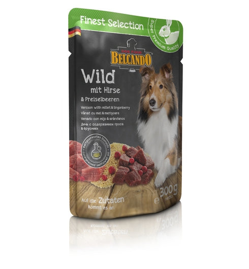 Hrana umeda pentru caini Belcando cu vanat mei si merisoare 300 g