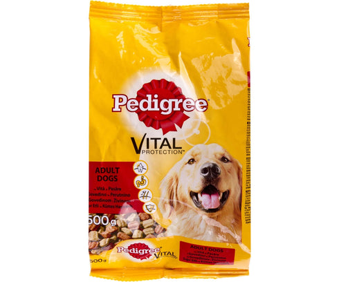 Hrana uscata pentru caini Pedigree Adult cu vita si pasare 500 g
