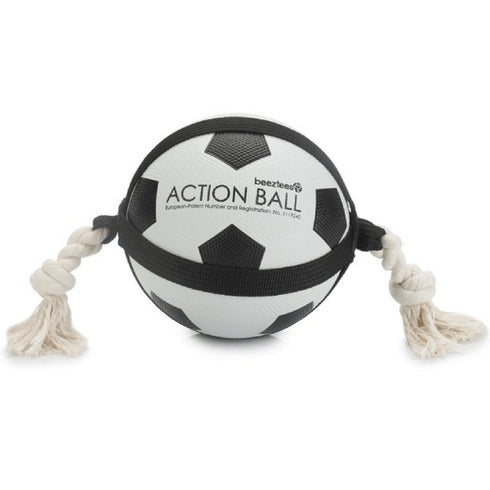 Jucarie pentru caini Beeztees Action Minge cu sfoara 19cm