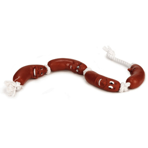 Jucarie pentru caini Beeztees Sirag de carnati pe sfoara 65cm