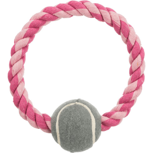 Jucarie pentru caini Trixie cerc din franghie cu minge de tenis 18cm