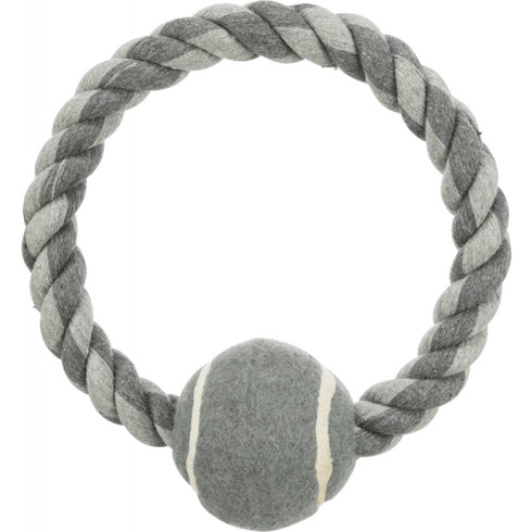 Jucarie pentru caini Trixie cerc din franghie cu minge de tenis 18cm