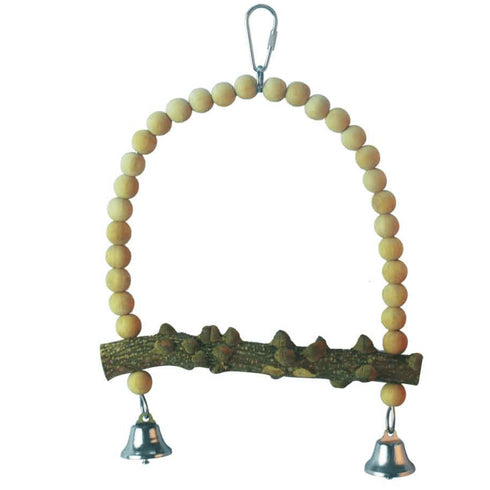 Jucarie leagan cu bile din lemn pentru pasari Luohe LBW-0956-2 21x18cm