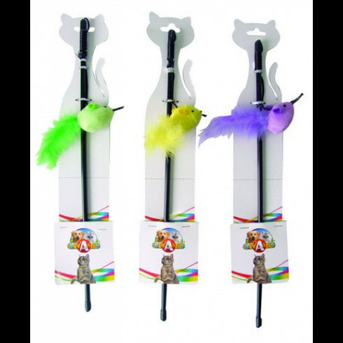Jucarie pentru pisici model udita soarece cu pene