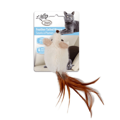 Jucarie pentru pisici All For Paws Soricel cu pene