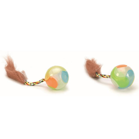 Jucarie pentru pisici Beeztees Minge cu codite 2buc-set