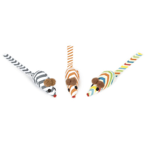 Jucarie pentru pisici Beeztees Soareci dungati 3buc-set