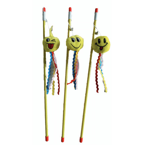 Jucarie pentru pisici Croci Undita Smiley face 46cm