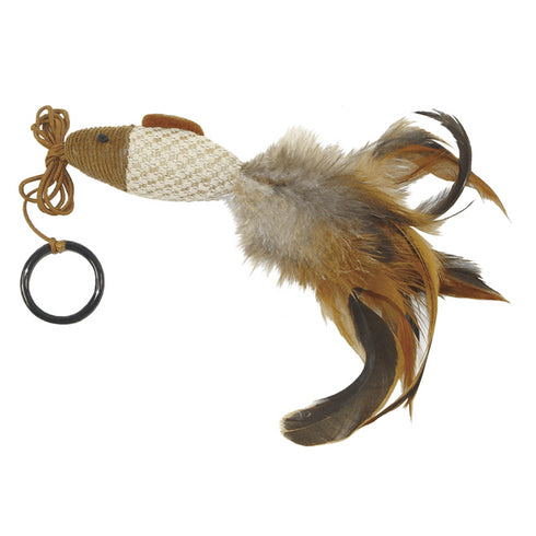 Jucarie pentru pisici Enjoy Peste bej cu pene