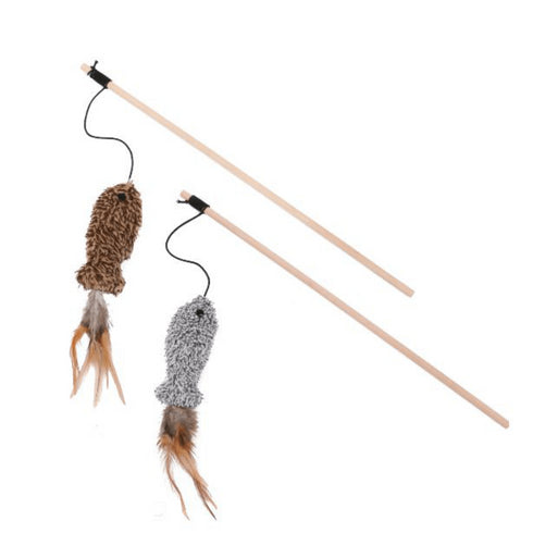 Jucarie pentru pisici Enjoy Undita din lemn 40cm